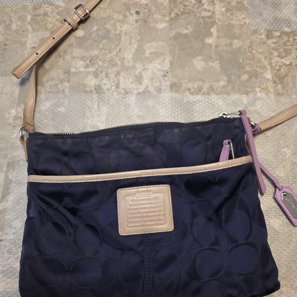 Coach Navy and Beige Crossbody Bag..Gently Used